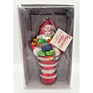 NWT‎ DEPARTMENT 56 MERCURY GLASS SANTA STOCKING 8" TALL HAND PAINTED ORNAMENT
